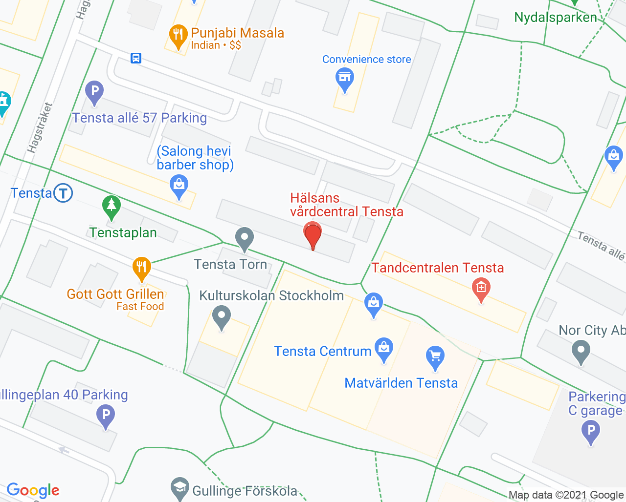 Karta till Hälsans vårdcentral Tensta