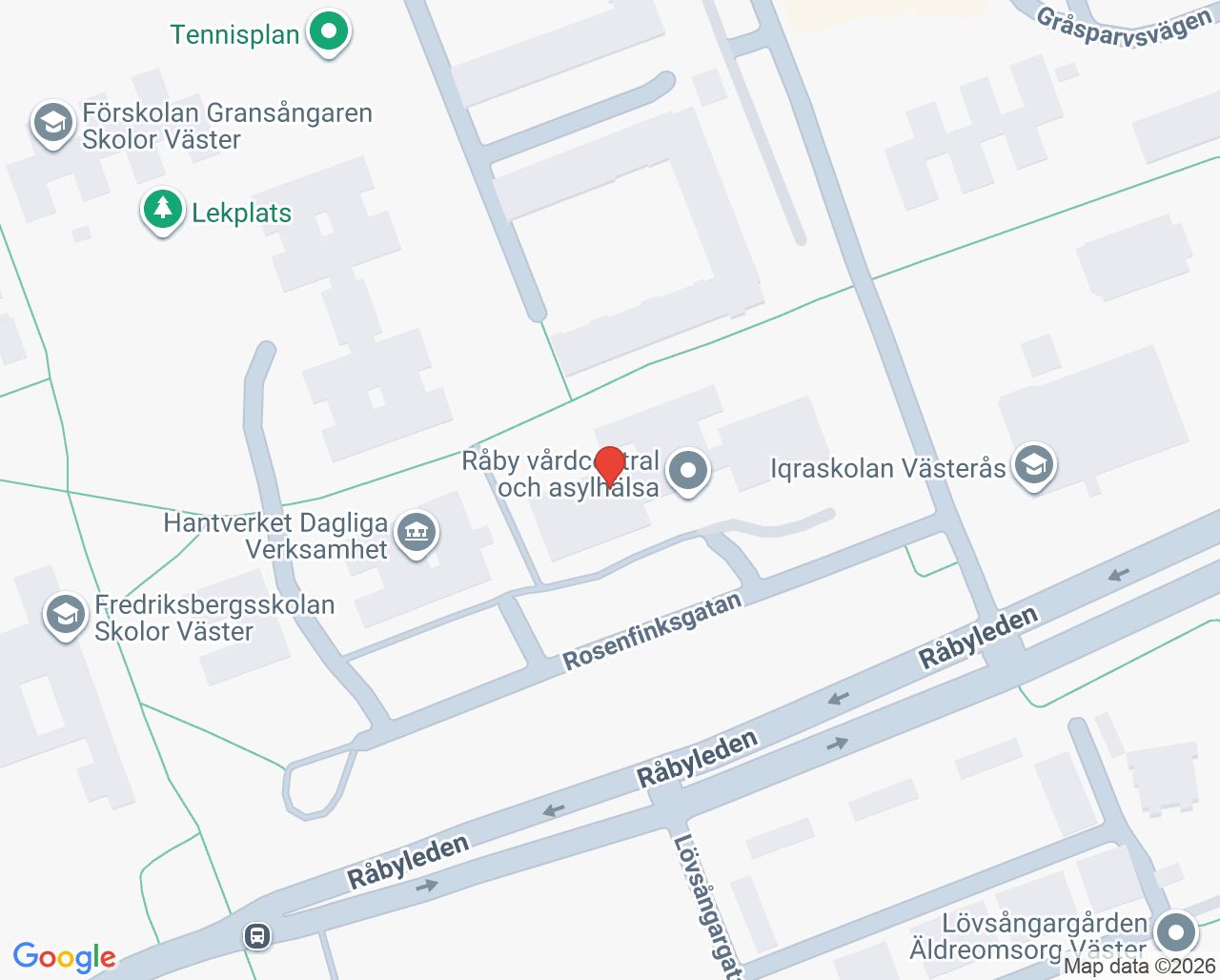 Karta till Vuxenpsykiatriska mottagningen Väster Västerås