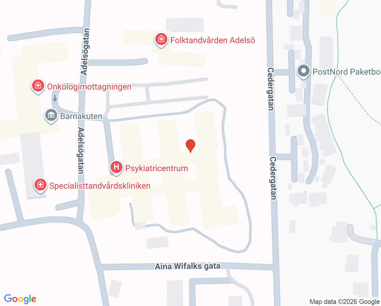 Karta till Avdelning 95, Vuxenpsykiatri Västmanland