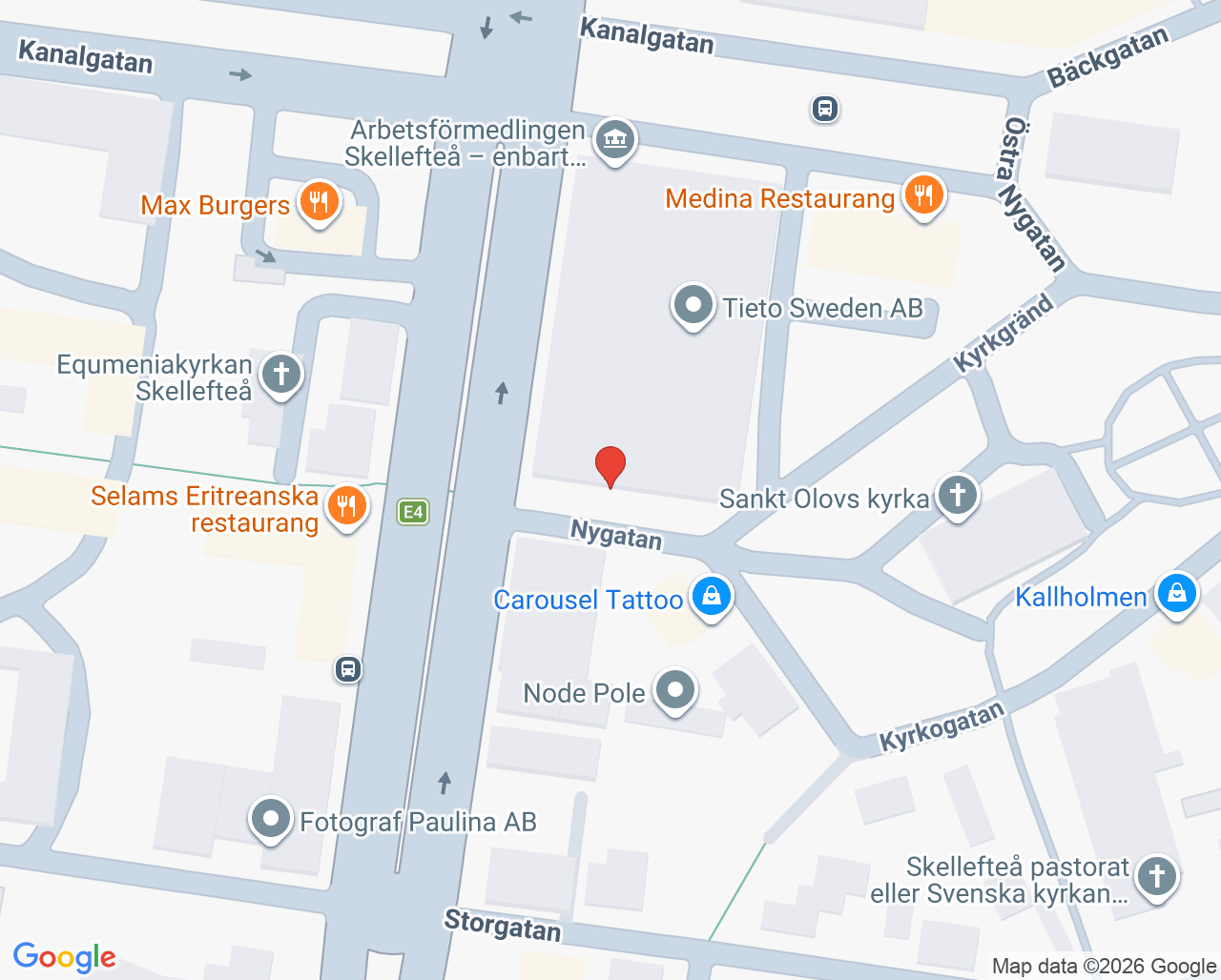 Karta till Narva Åderbråckscenter, Skellefteå