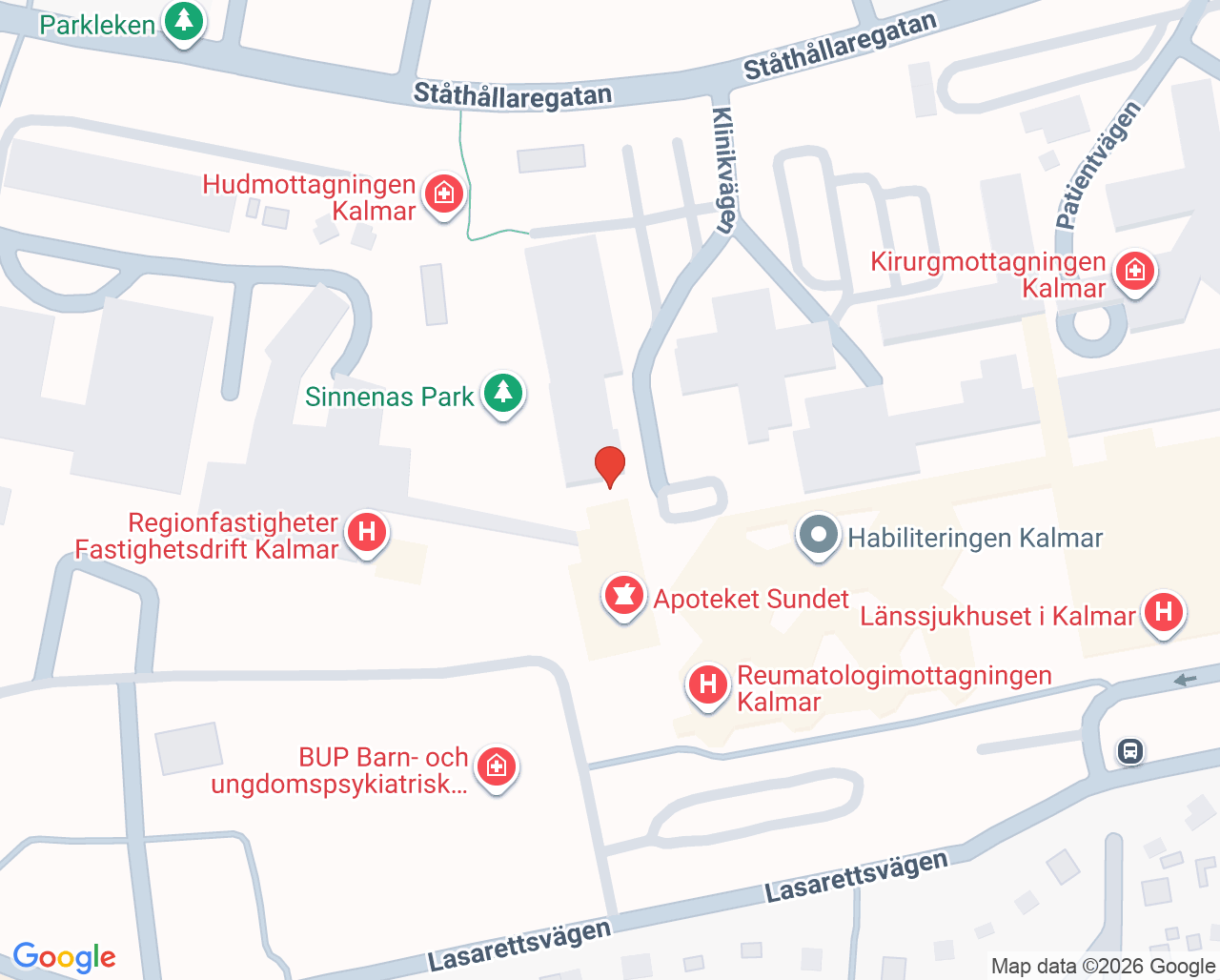 Karta till Strump- och ödemmottagningen Kalmar