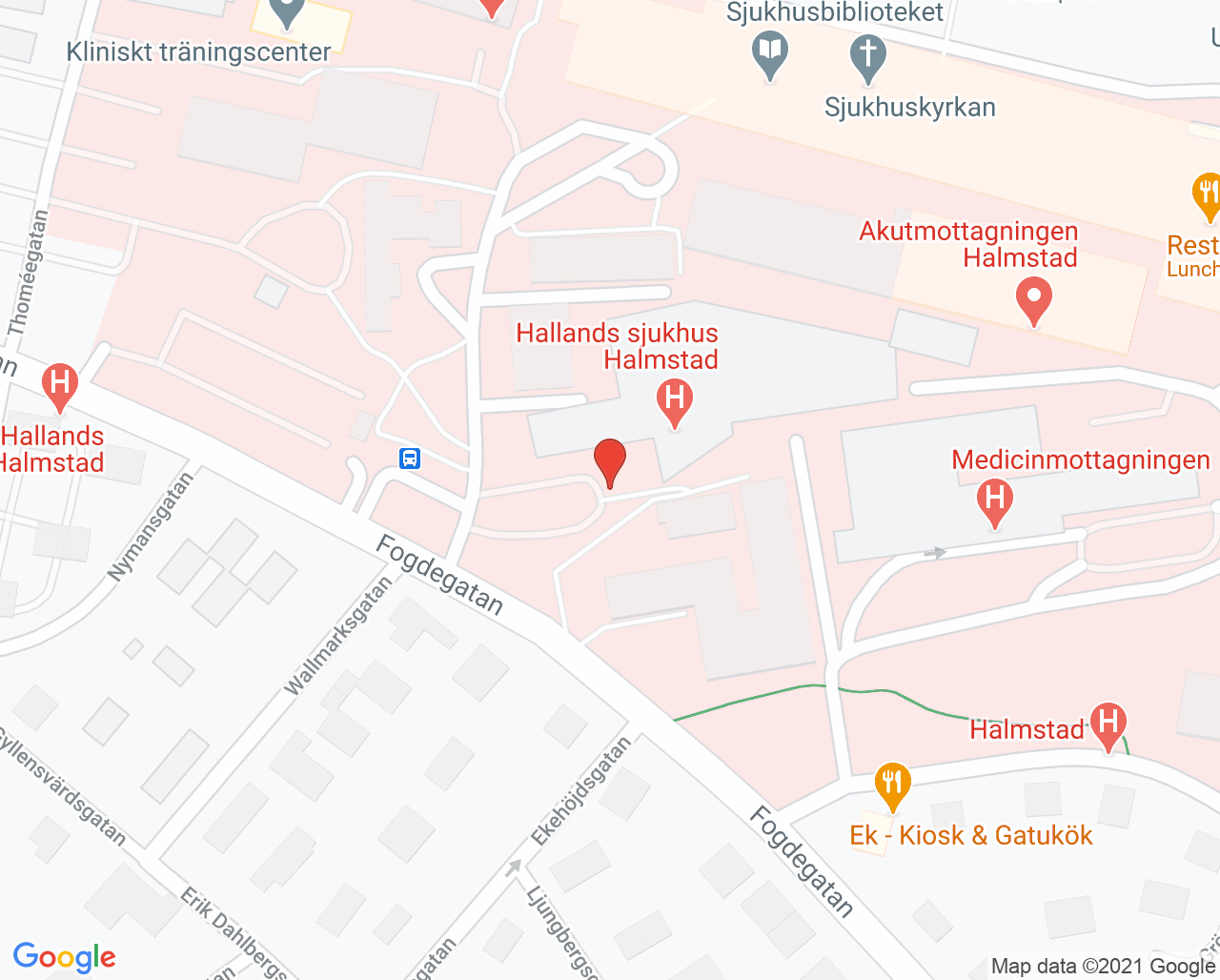 Karta till Hallands sjukhus Halmstad
