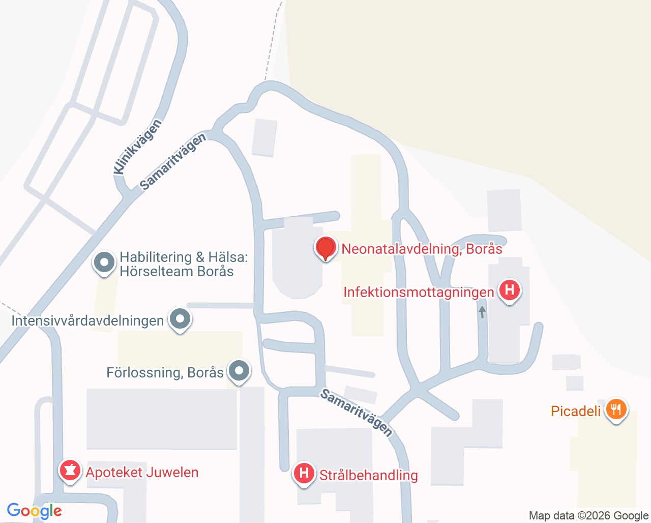 Karta till Ortopediavdelning, Borås