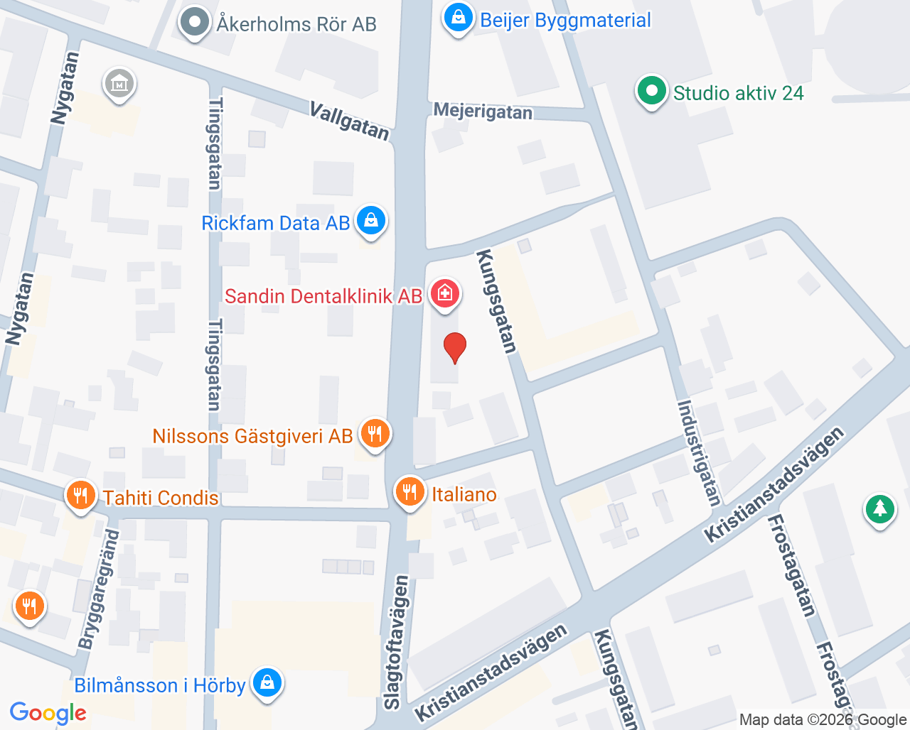 Karta till Sandin Dentalklinik AB, Hörby