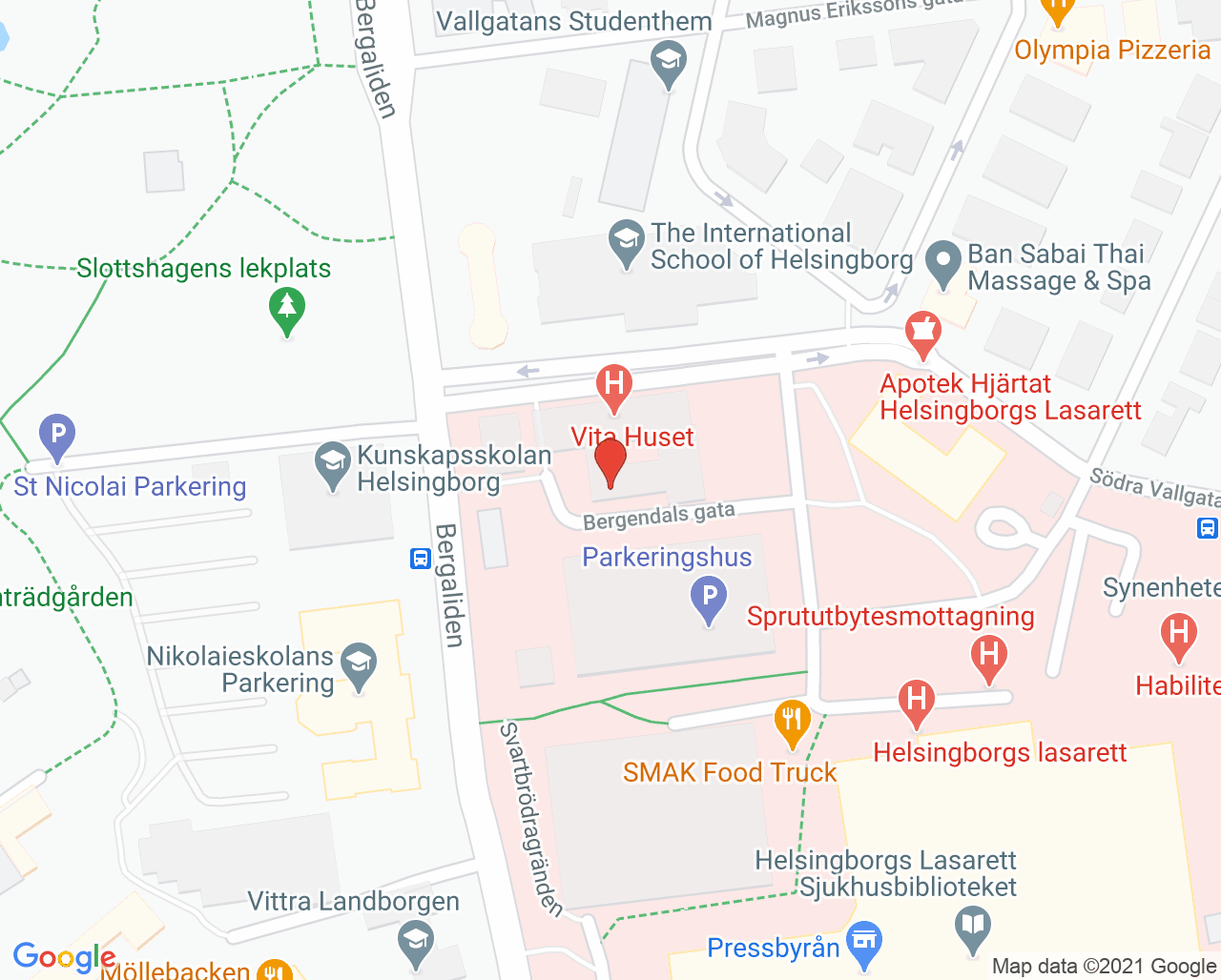 Karta till Njurmottagning Helsingborg