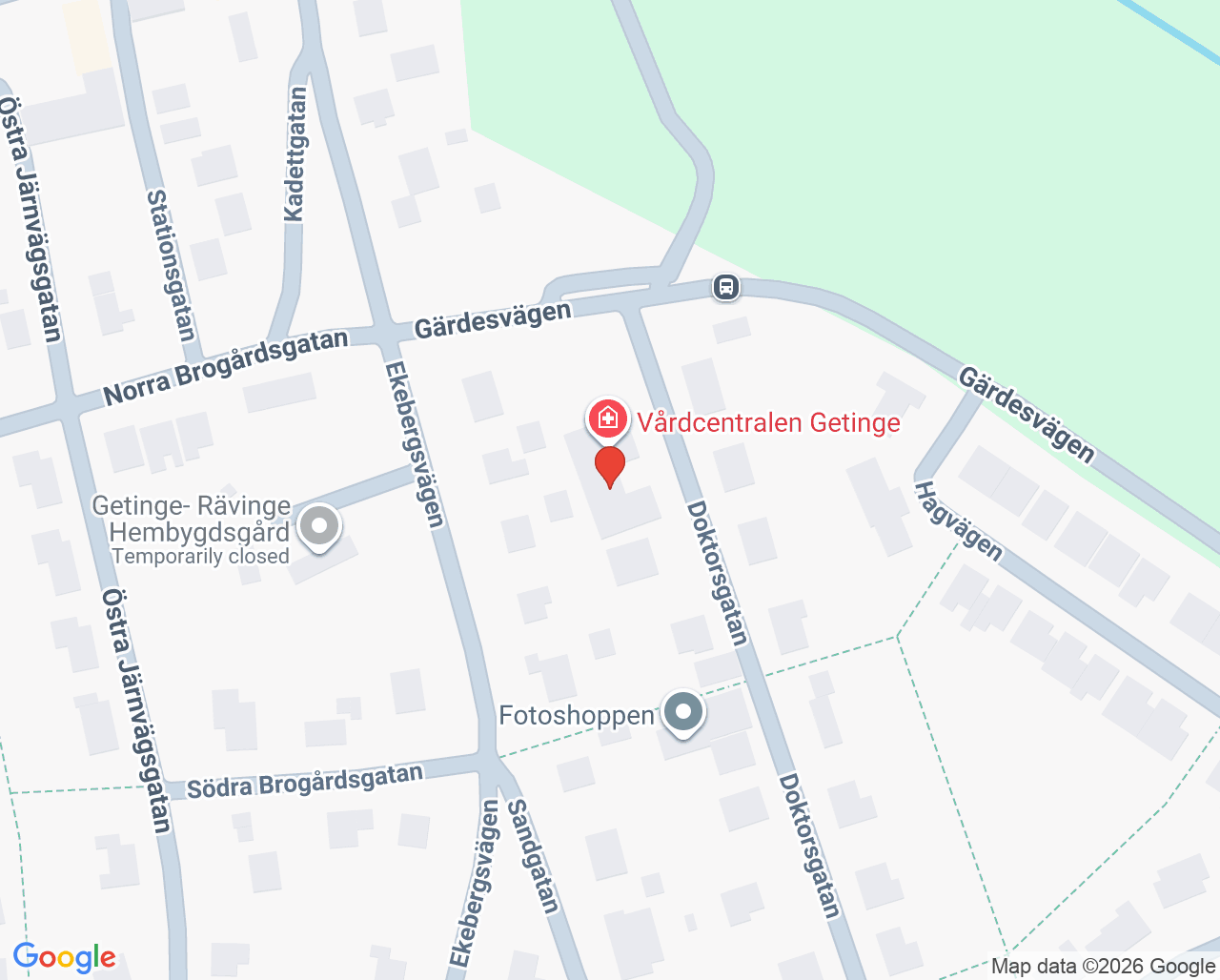 Karta till Vårdcentralen Getinge