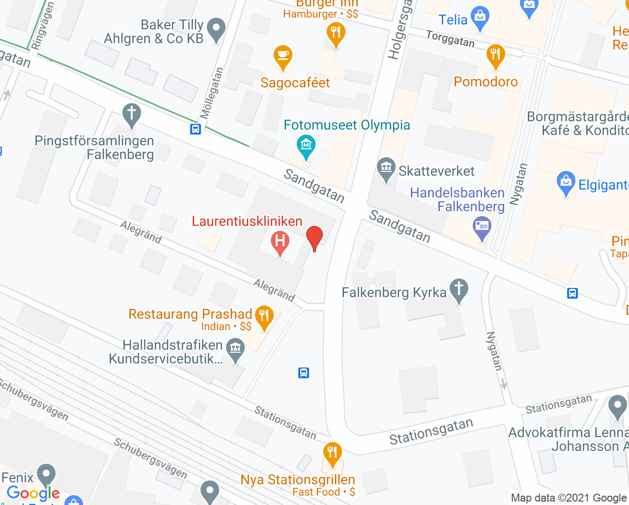 Karta till Provtagningen Laurentiuskliniken, Falkenberg
