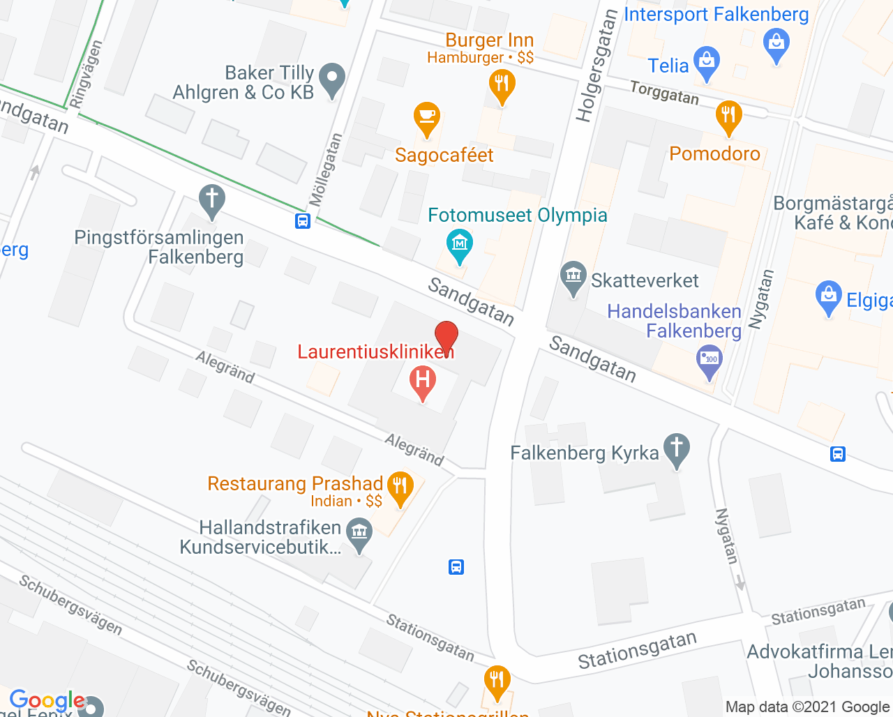Karta till Distriktssköterskemottagningen Laurentiuskliniken, Falkenberg