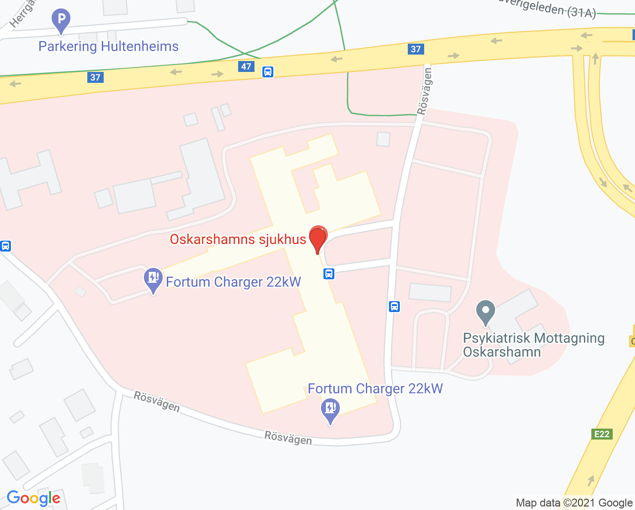 Karta till Kirurgmottagningen Oskarshamn