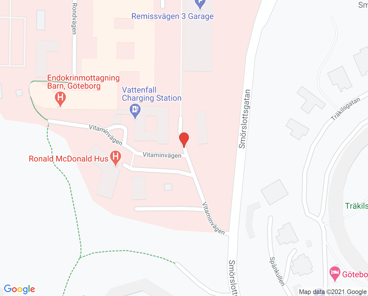 Karta till Specialistkliniken för pedodonti SU/Östra Göteborg, Göteborg
