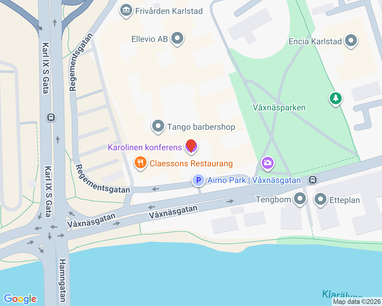 Karta till Fysioterapimottagning Karlstad Rehabcenter