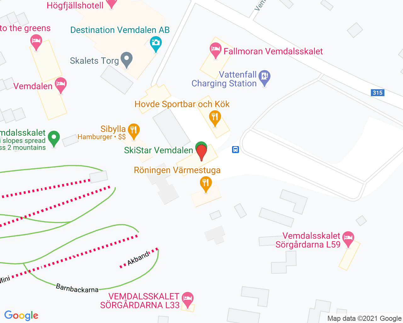 Karta till Vemdalsskalets läkarmottagning, Vemdalen
