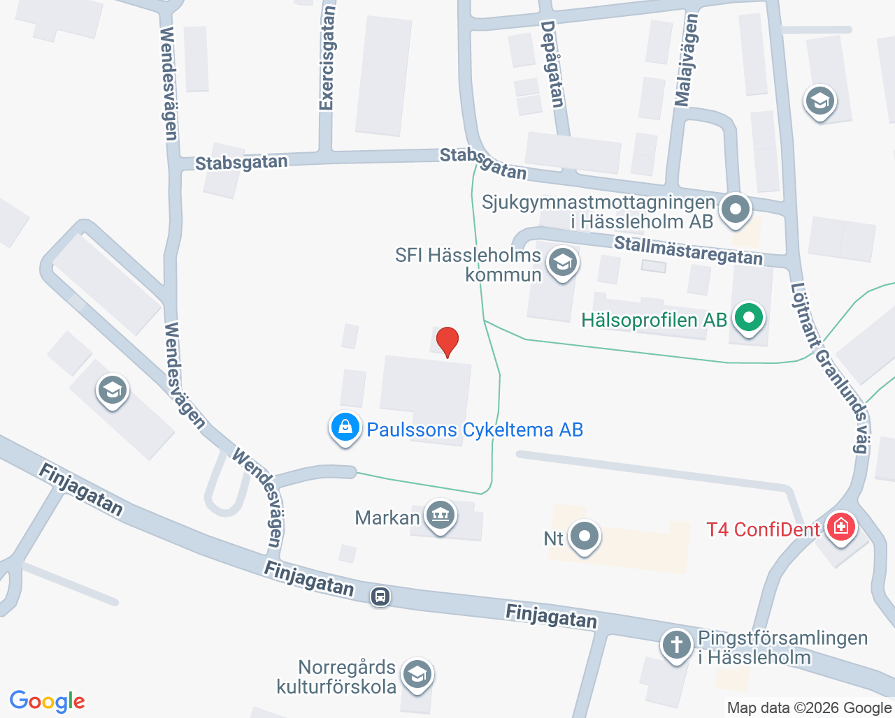 Karta till Barnmorskemottagningen T4 Hässleholm