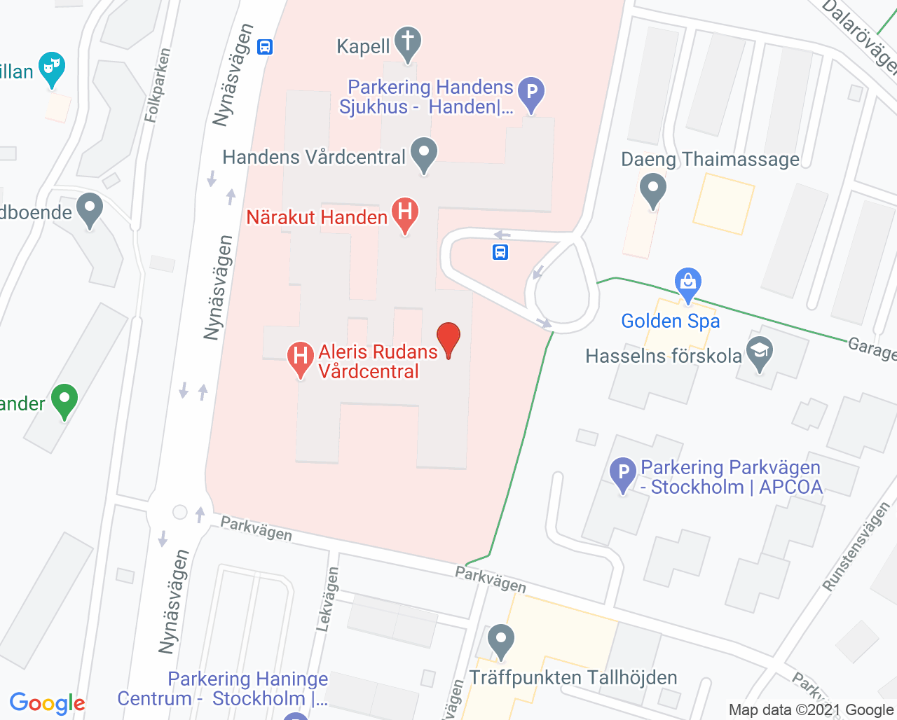 Karta till Aleris ASIH Tyresö