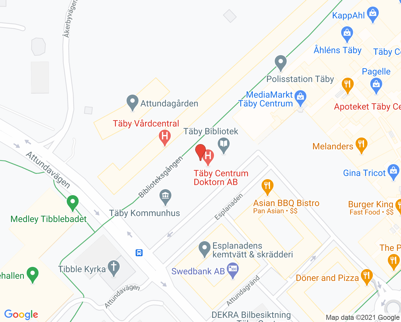 Karta till Täby Centrum Doktorn