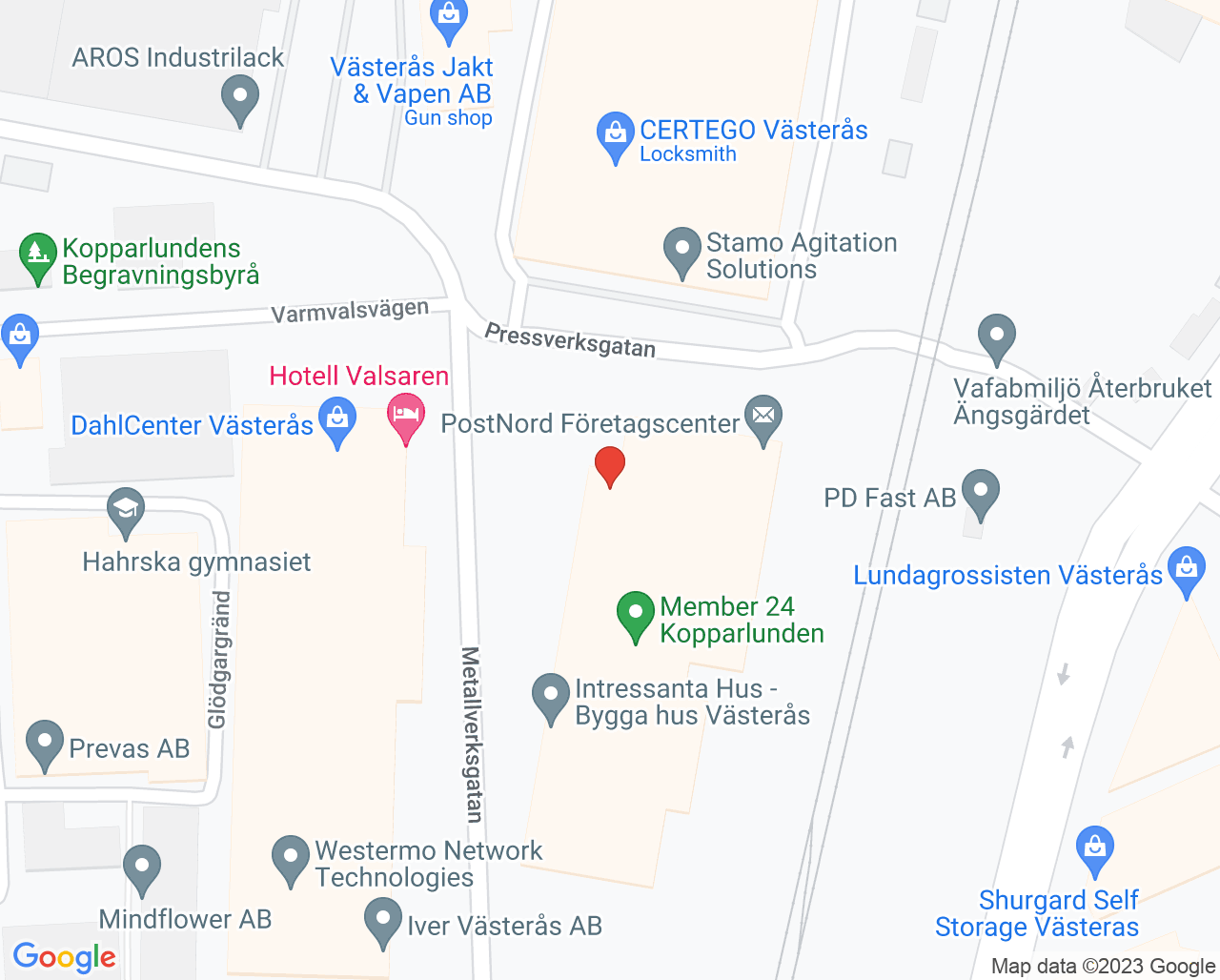 Karta till Vital Kopparhälsan - Västerås 