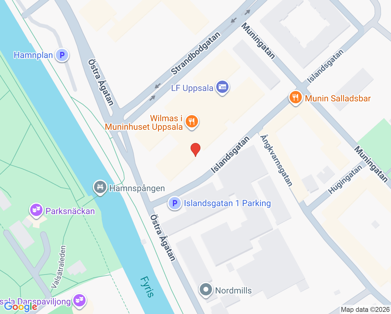 Karta till Barnspecialistmottagningen i Muninhuset, Uppsala