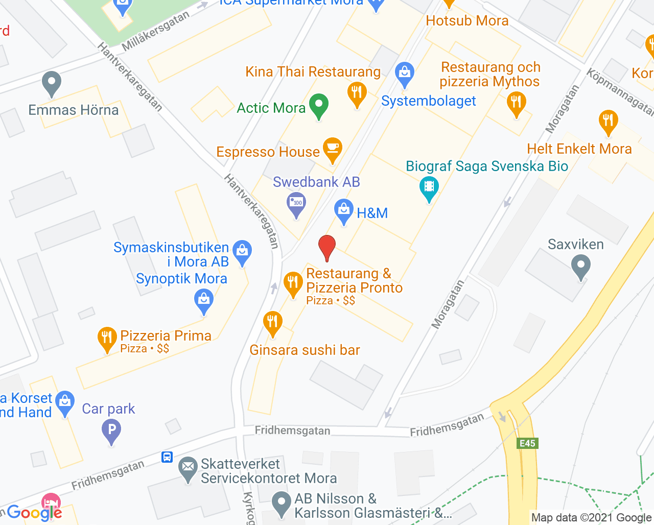 Karta till Folktandvården Kyrkogatan Mora
