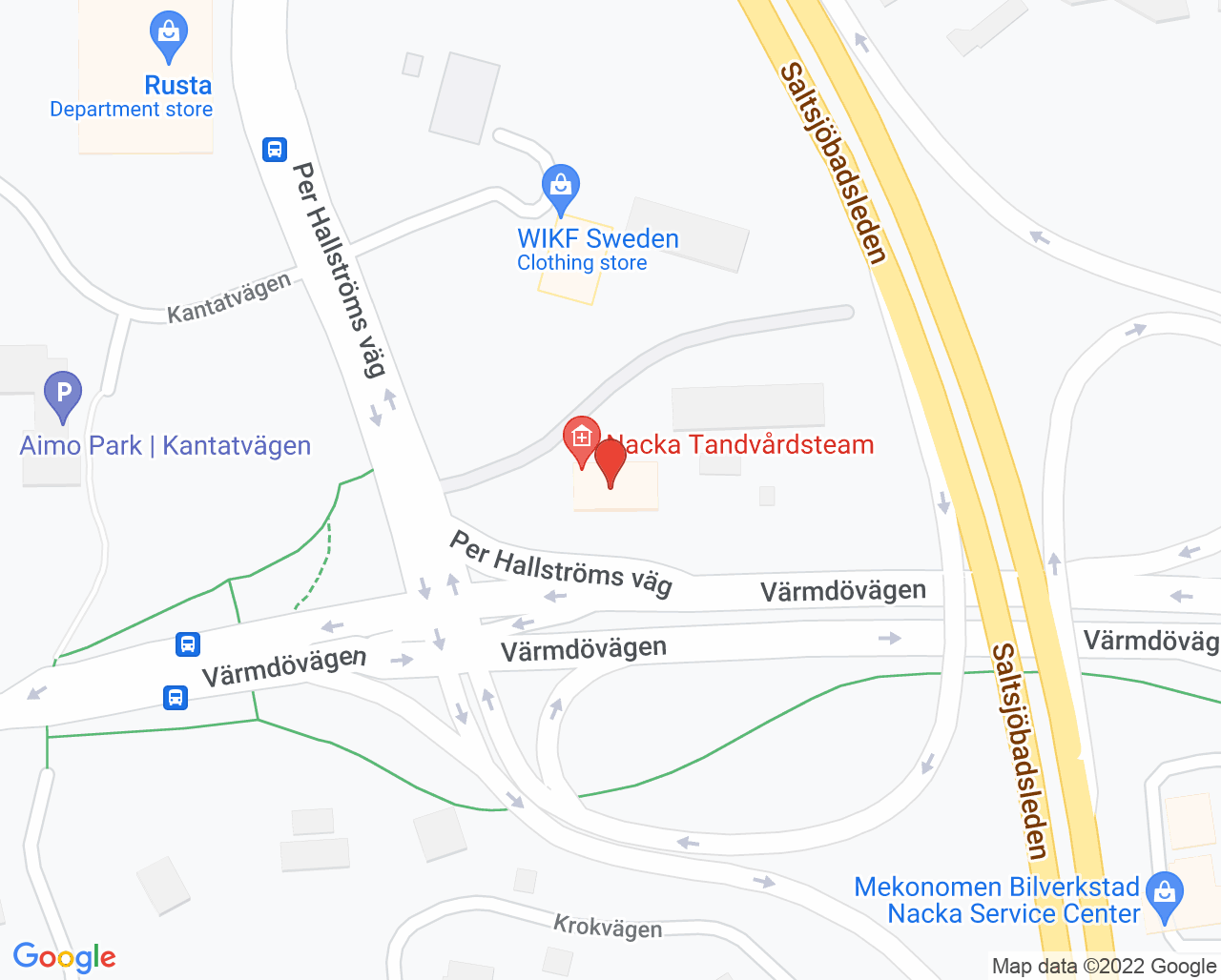 Karta till Nacka Tandvårdsteam