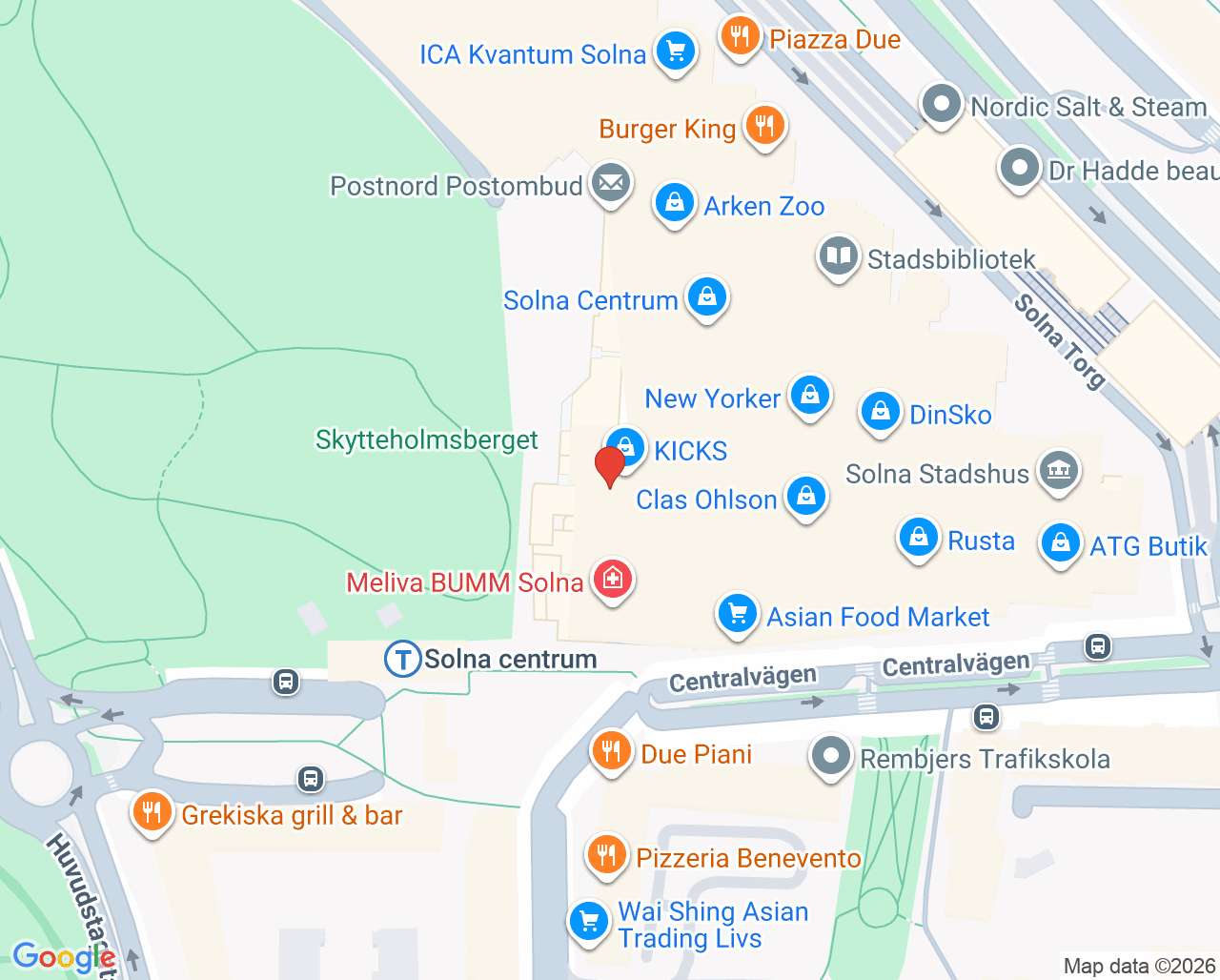 Karta till Din Tandläkare i Solna 