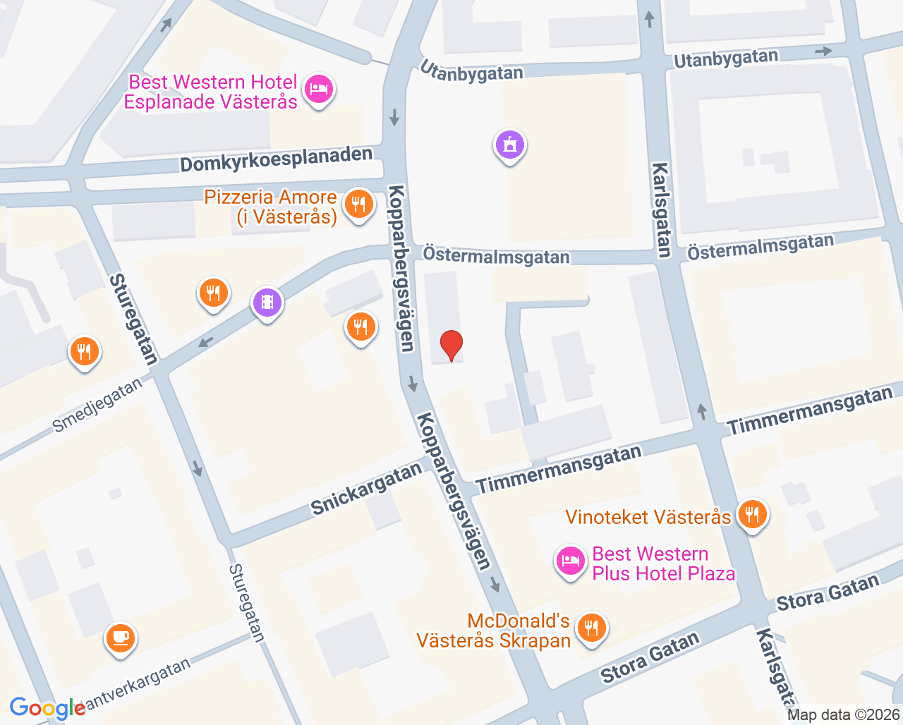 Karta till Åderbråcksklinikerna Västerås