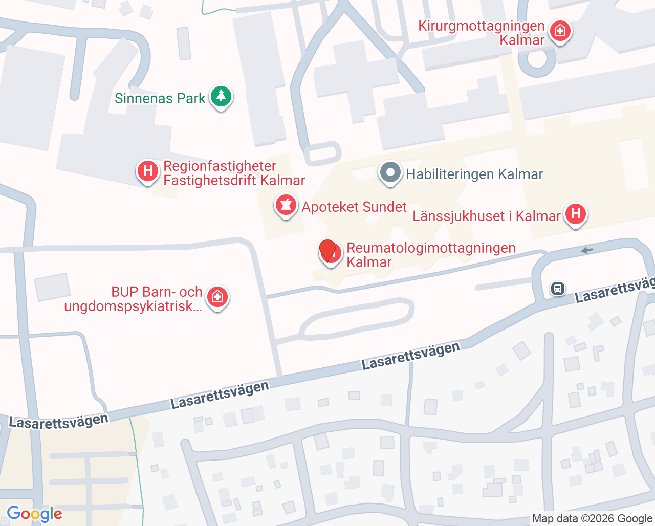 Karta till Hematologimottagningen Kalmar