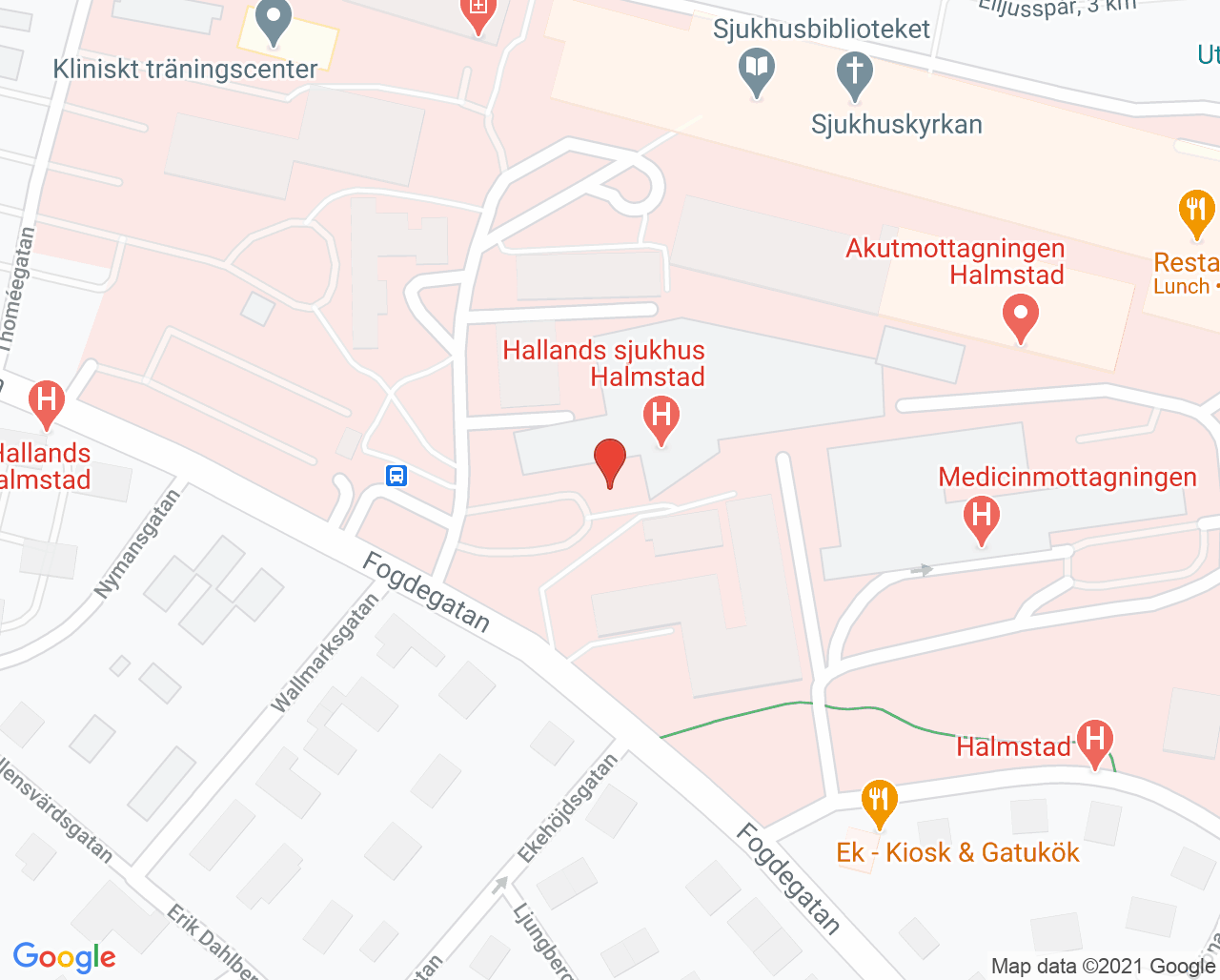 Karta till Resurscentrum för kommunikation Dako Halmstad
