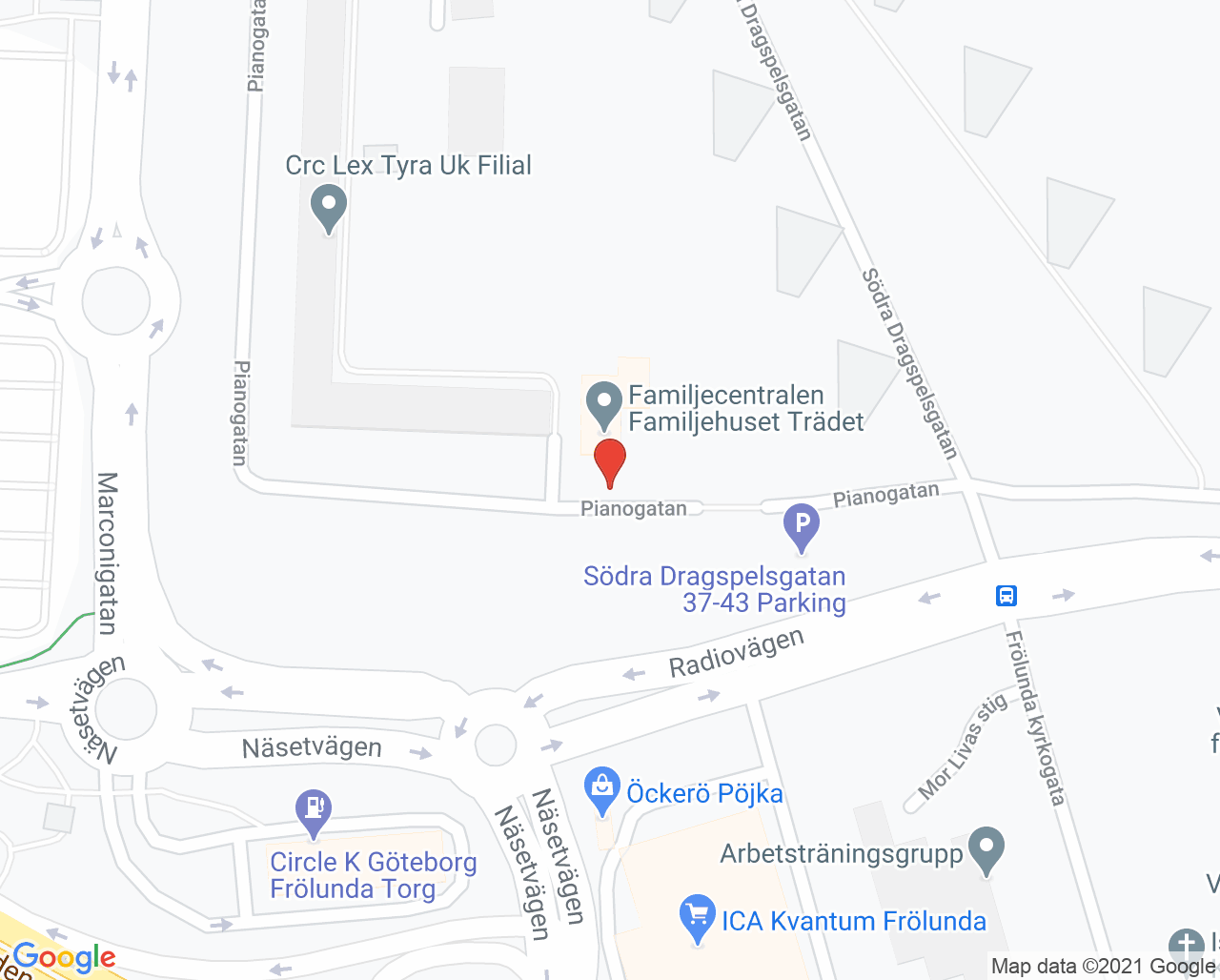 Karta till Närhälsan Frölunda barnavårdscentral, Västra Frölunda