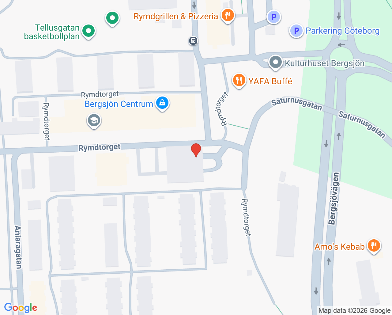 Karta till Nötkärnan Bergsjön Vårdcentral och BVC