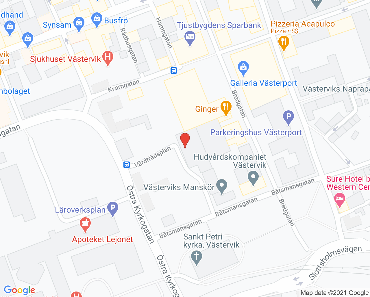 Karta till Ungdomsmottagningen Västervik