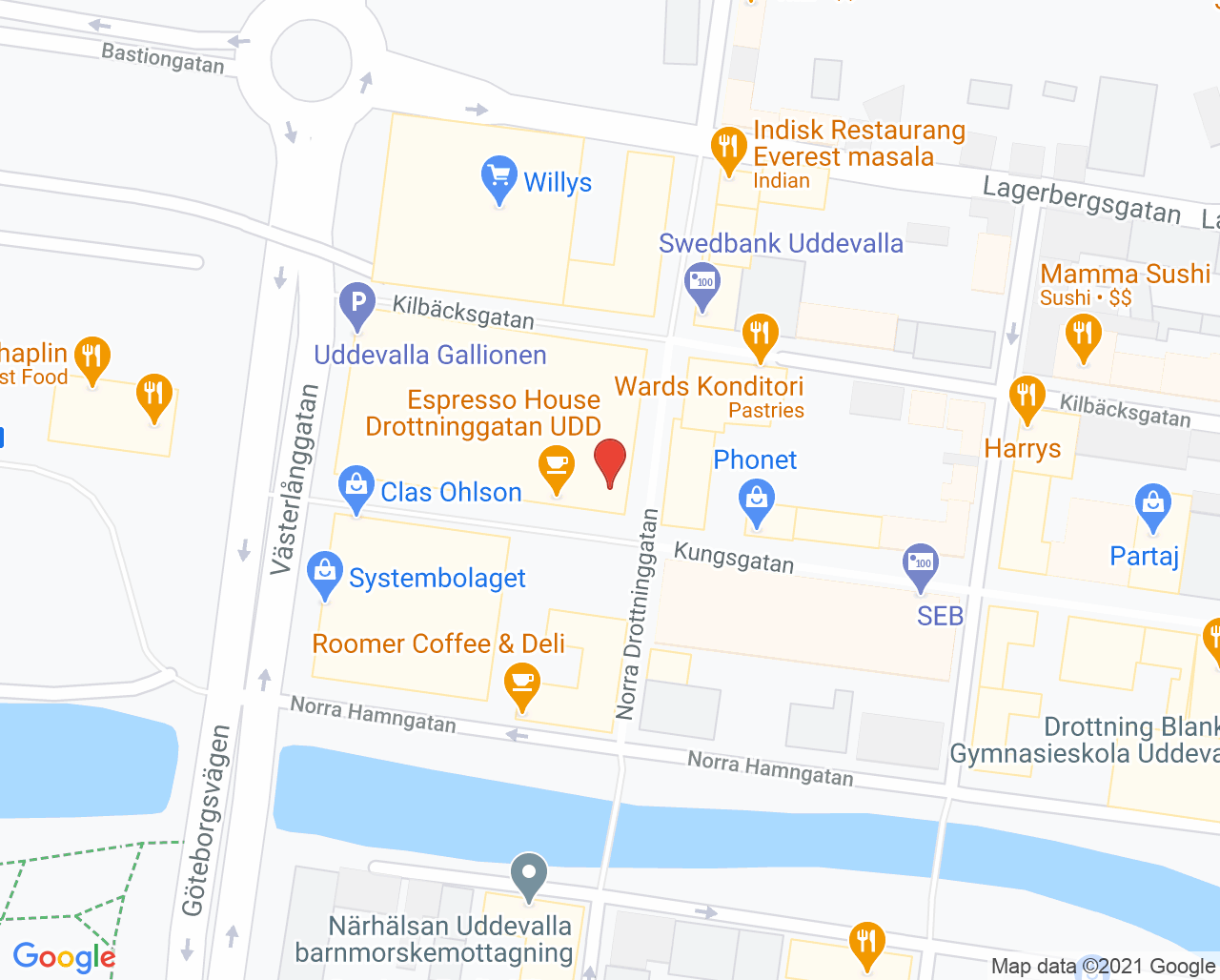 Karta till Synsam Uddevalla Centrum