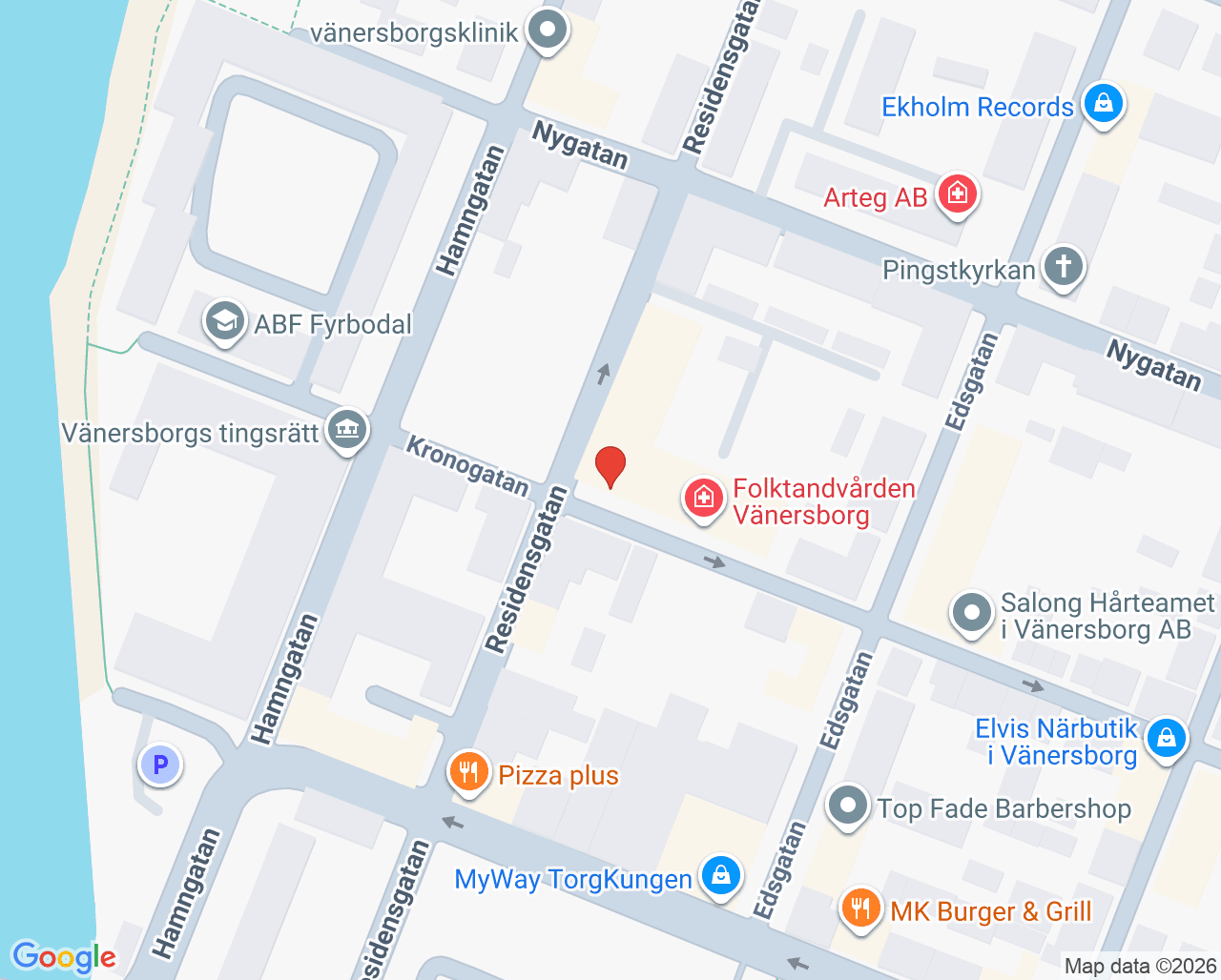 Karta till Vårdcentralen Nordstan, Vänersborg