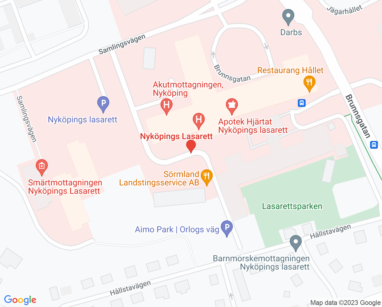 Karta till Operationsavdelningen Nyköpings lasarett, Nyköping