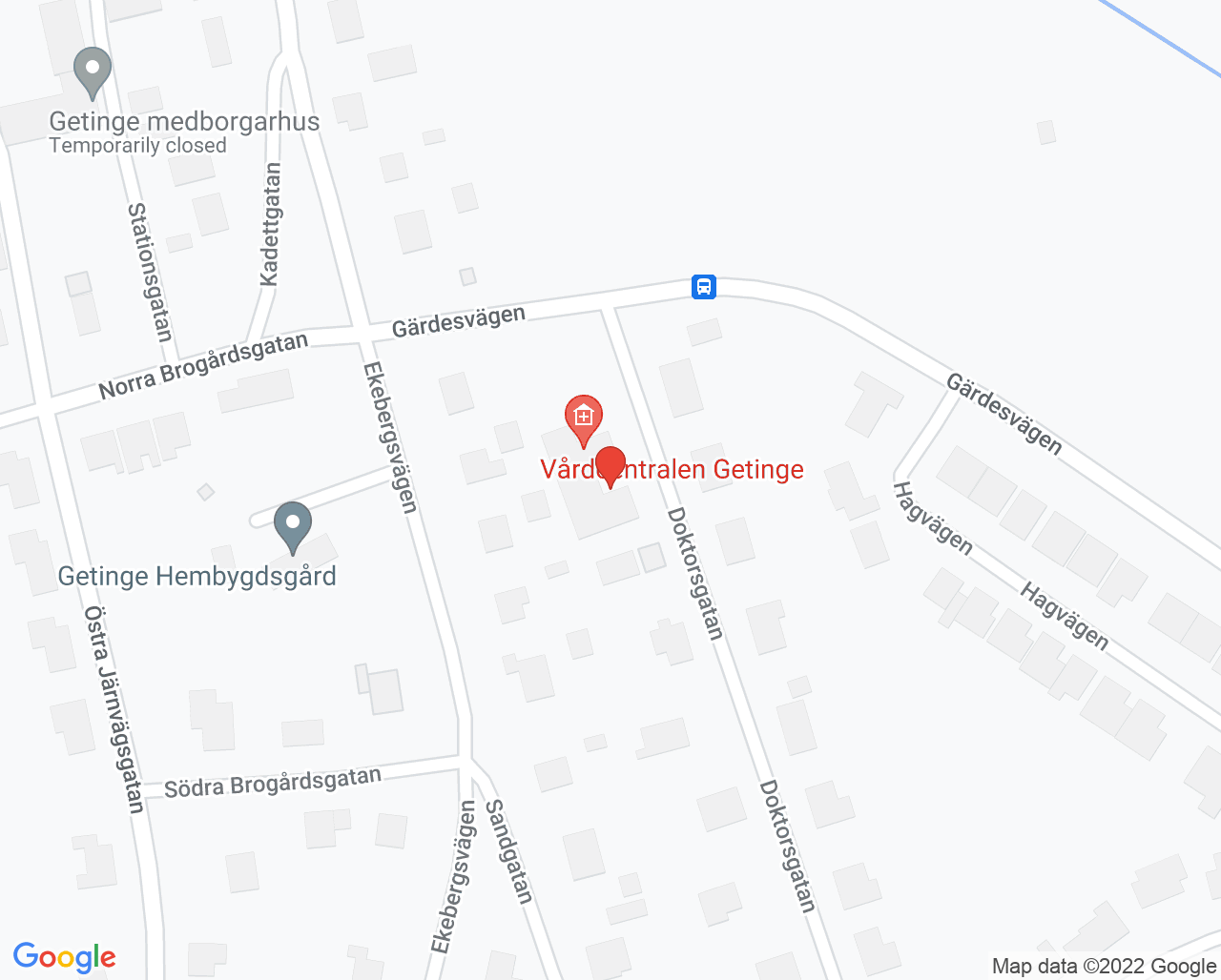 Karta till Läkarmottagningen Getinge