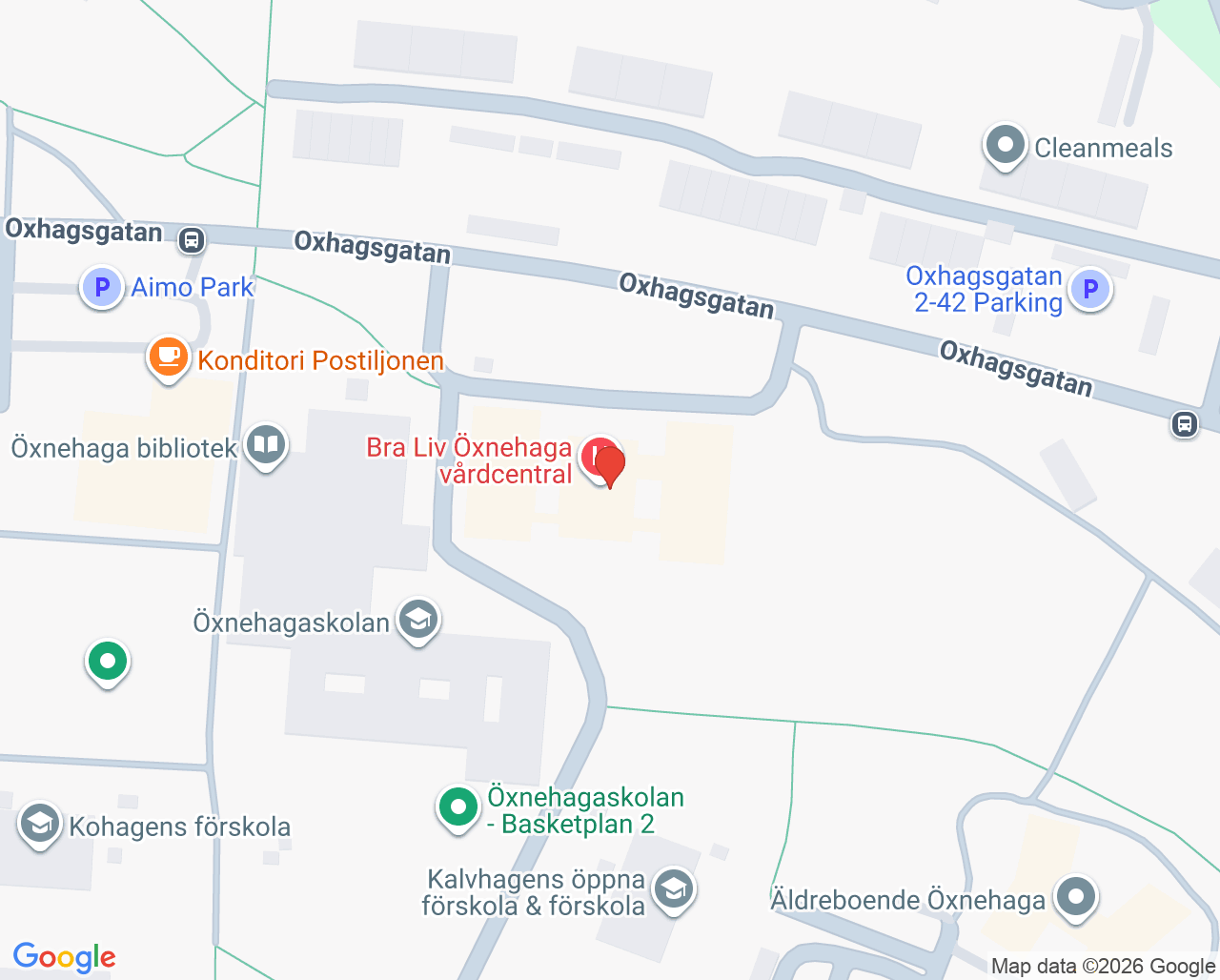 Karta till Öxnehaga Folktandvård Huskvarna