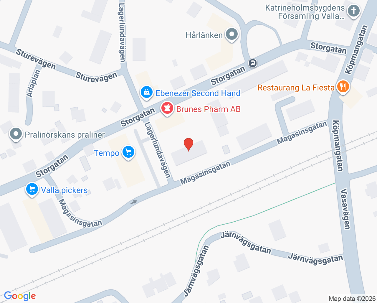 Karta till Distriktssköterskemottagningen och barnavårdscentralen Valla, Katrineholm