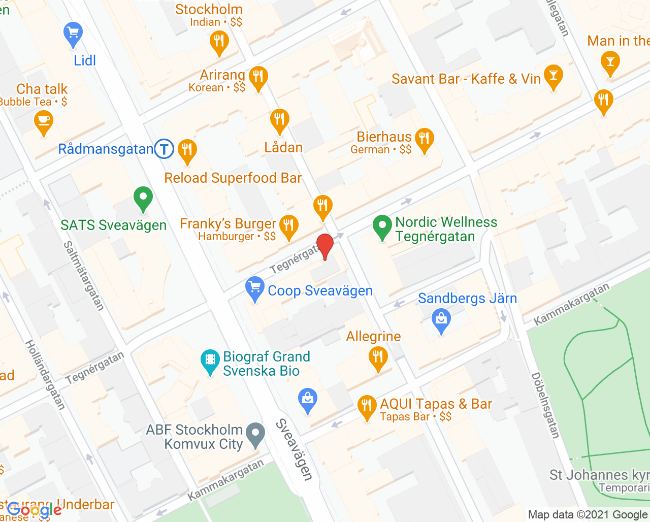 Karta till Doktor.se Tegnergatan Vårdcentral, Norrmalm