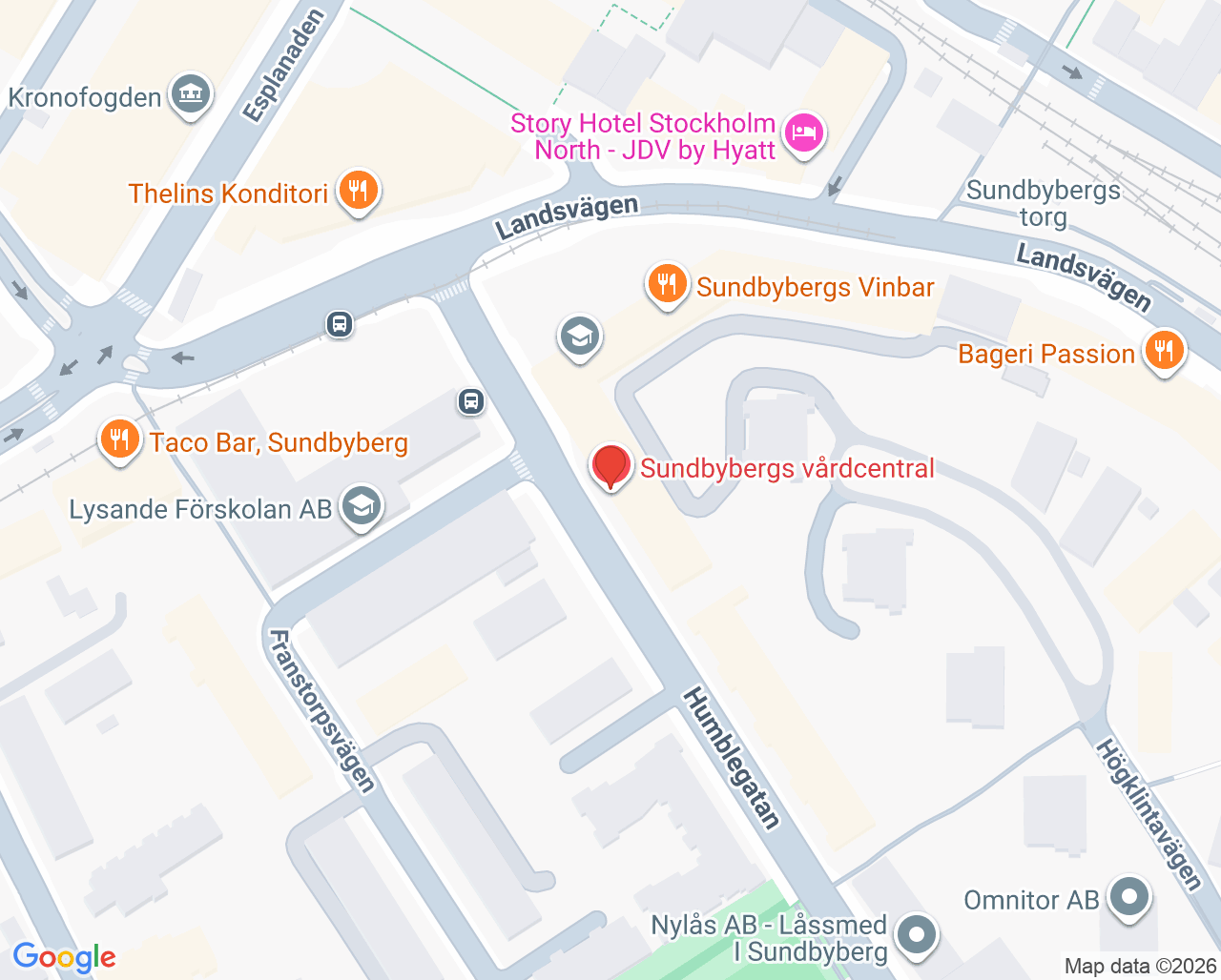 Karta till Sundbybergs Vårdcentral