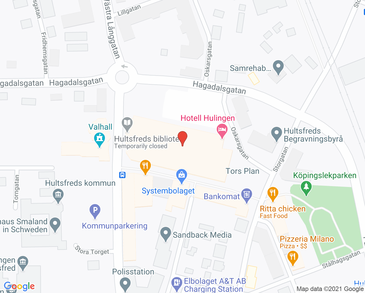 Karta till Hultsfreds hälsocentral
