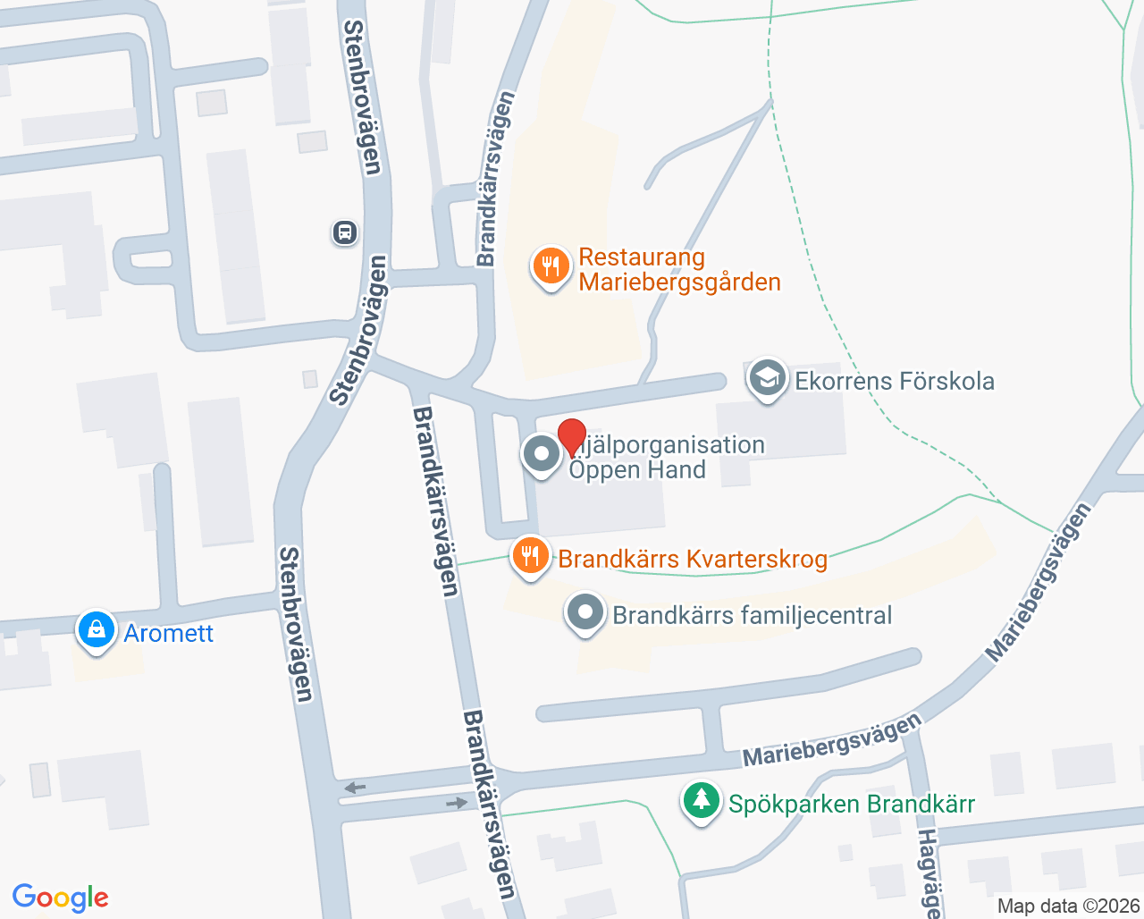 Karta till Barnmorskemottagningen Familjecentralen Brandkärr, Nyköping