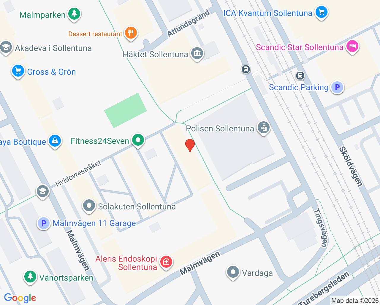 Karta till Logopedmottagning Sollentuna, Danderyds sjukhus