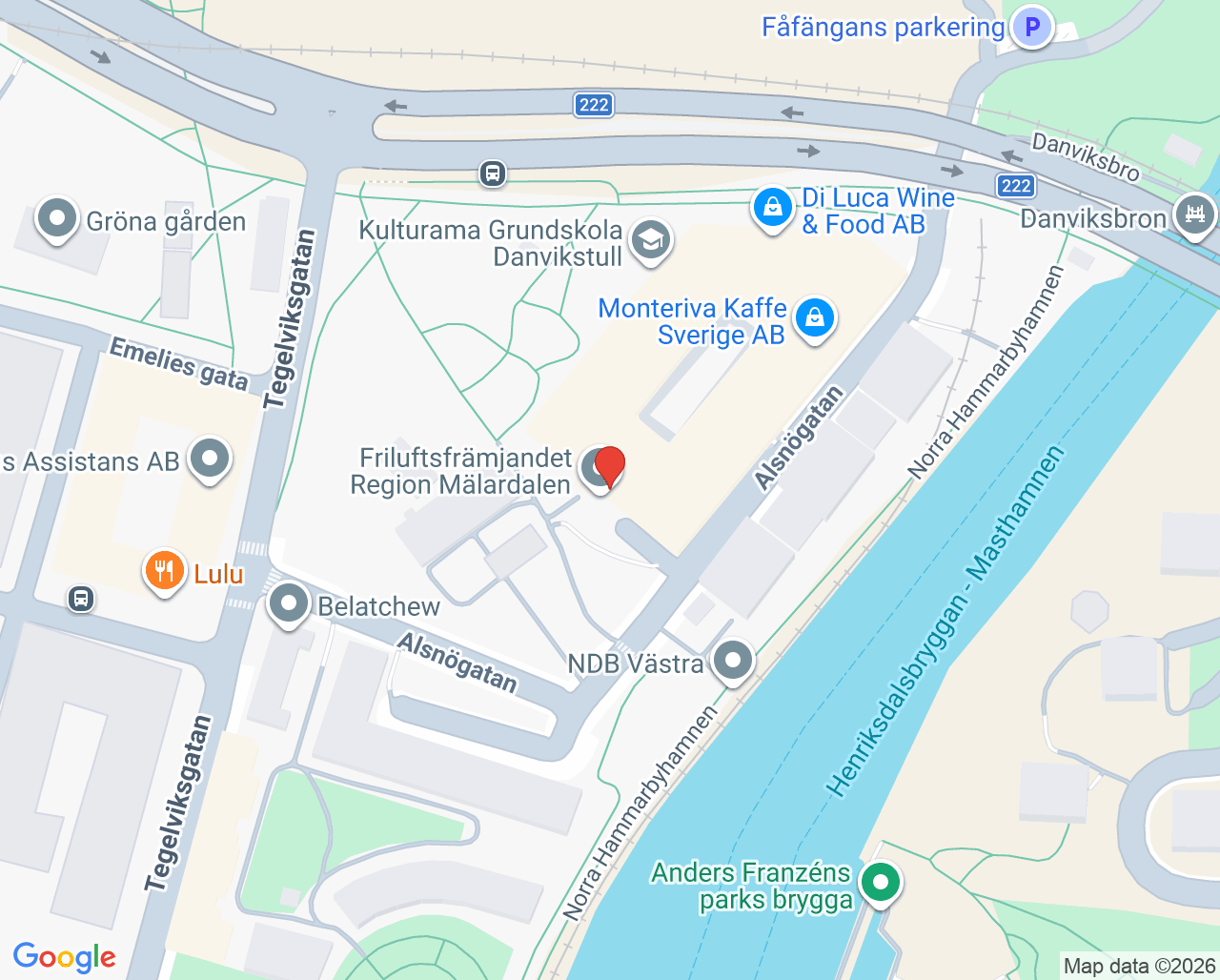 Karta till Folktandvården Danvikstull