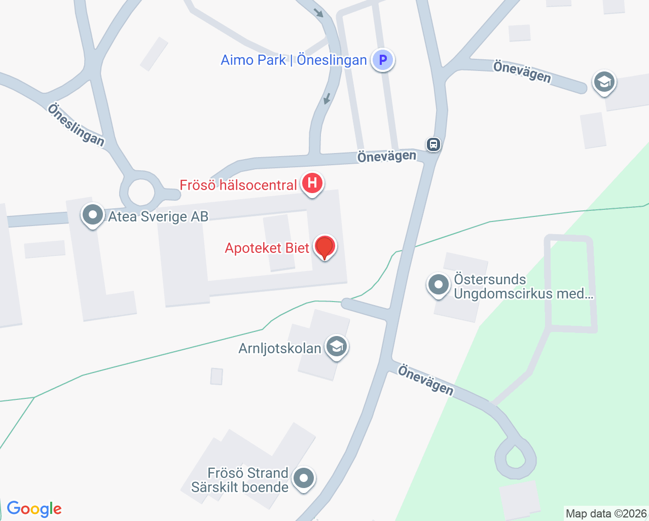 Karta till Folktandvården Frösön