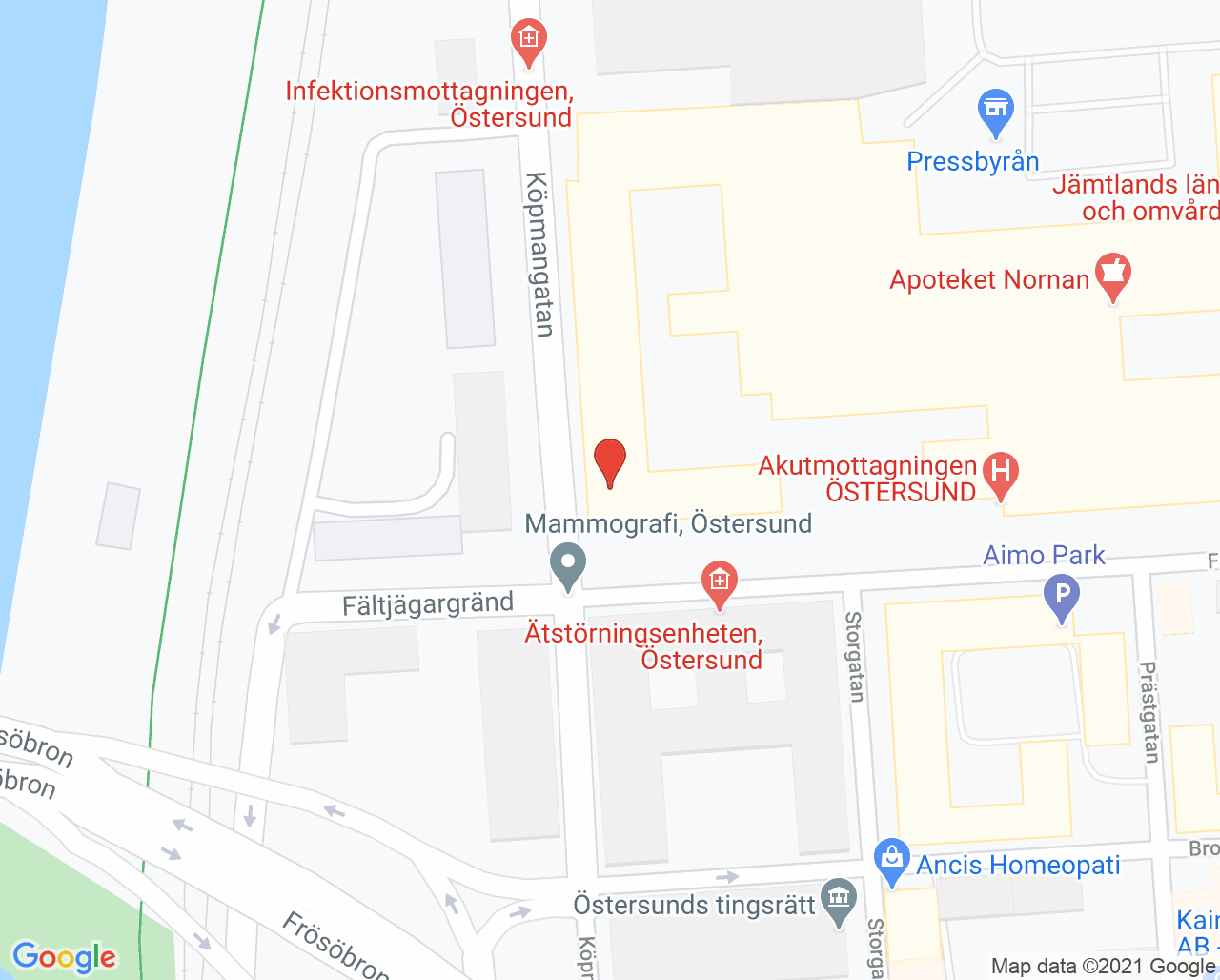 Karta till Specialisttandvården, Östersund