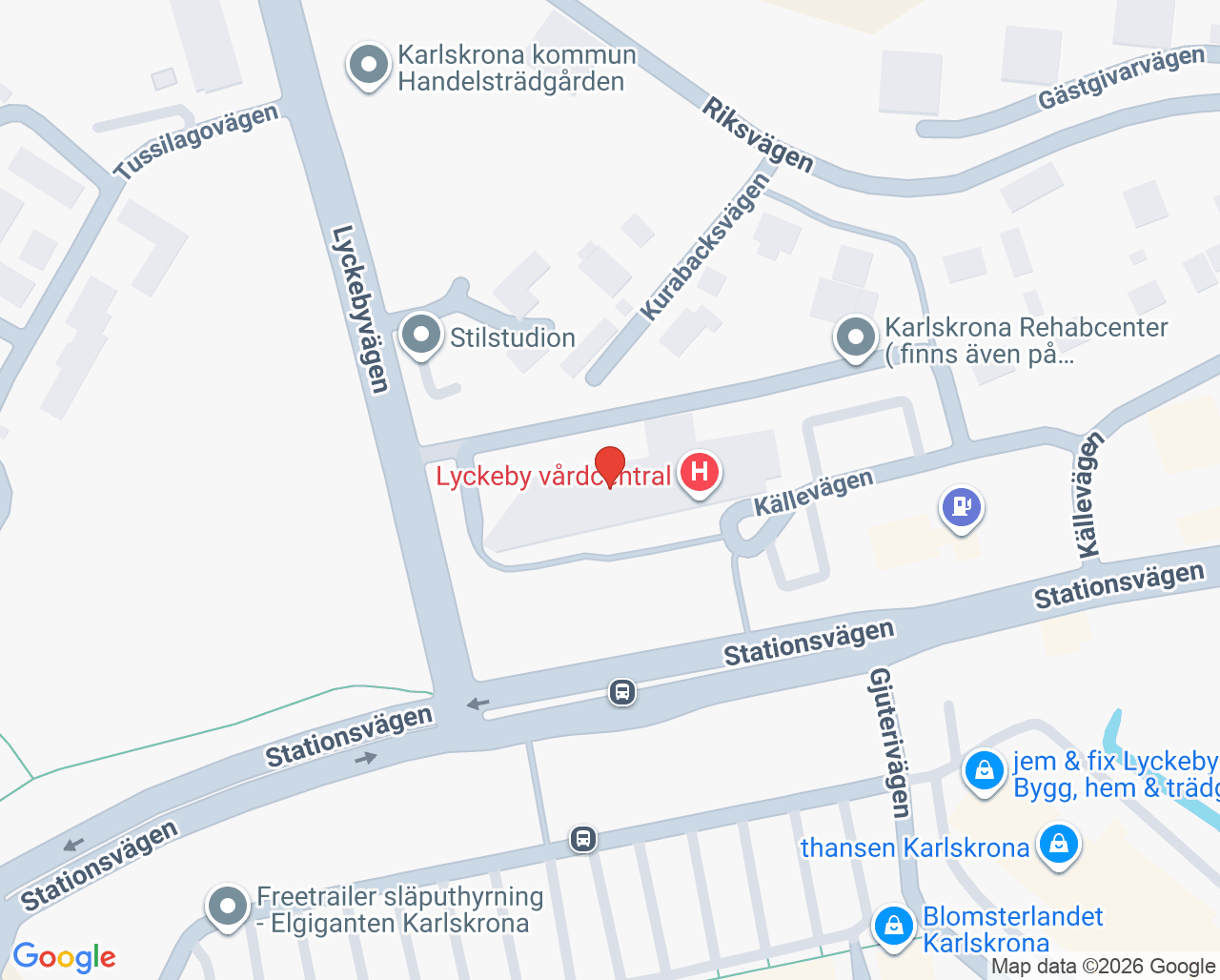 Karta till Karlskrona rehabiliteringscenter