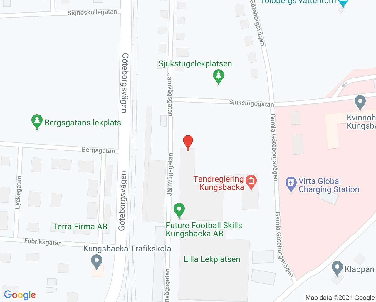 Karta till Ungdomsmottagningen Kungsbacka