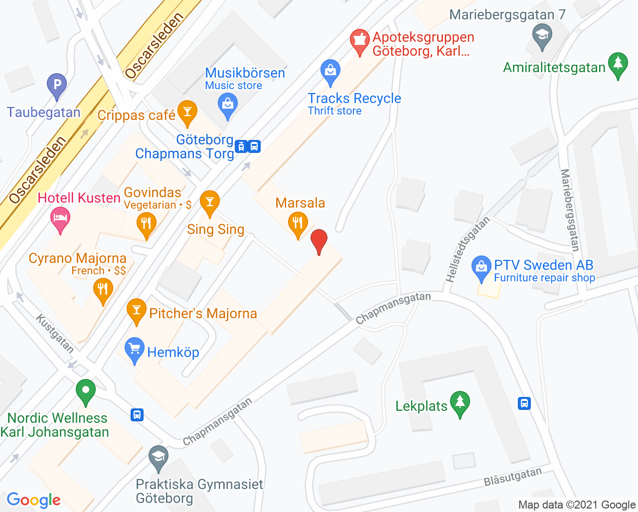 Karta till Tandläkare Ella Yahyapour, Göteborg