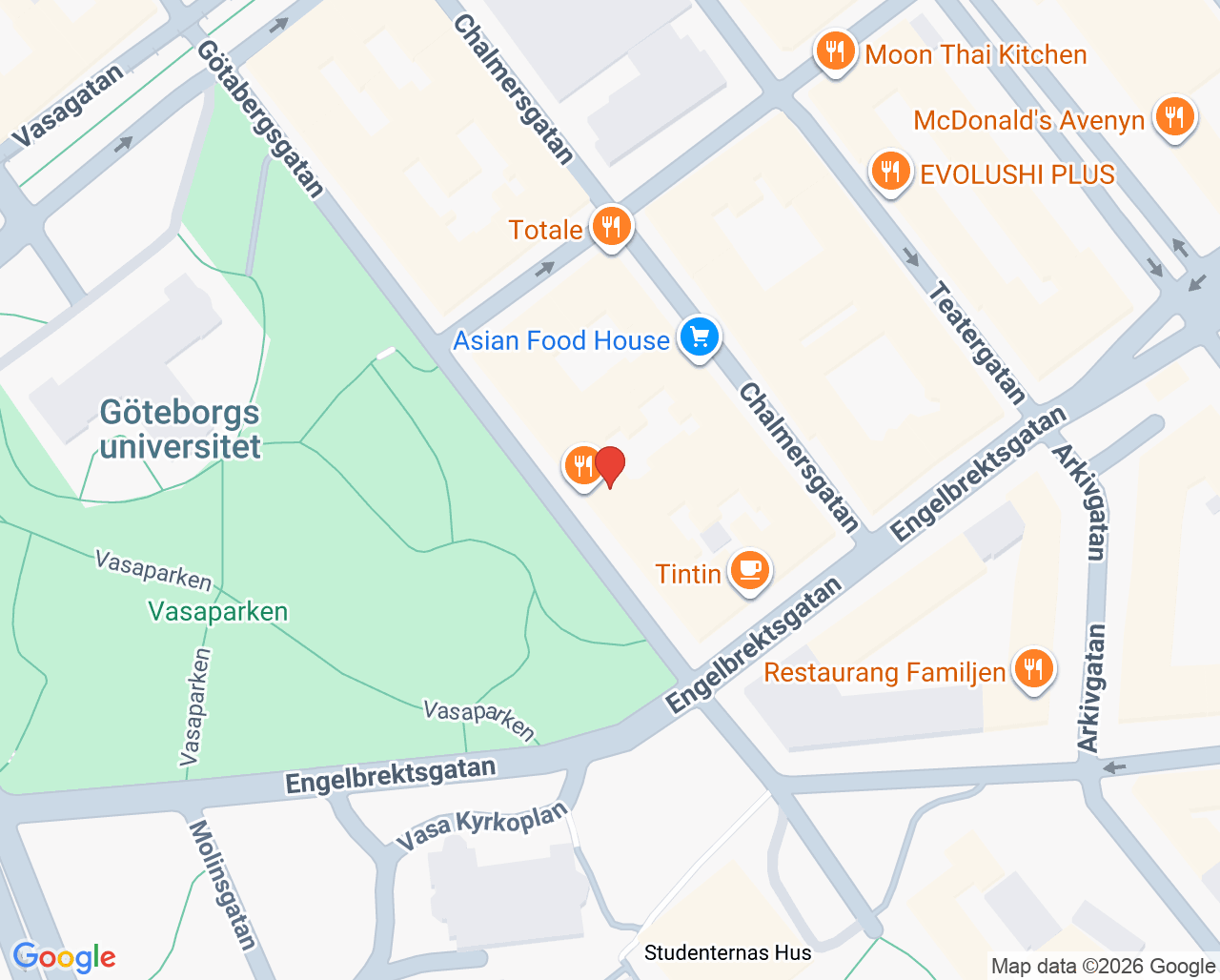 Karta till Avenytandläkaren AB, Göteborg