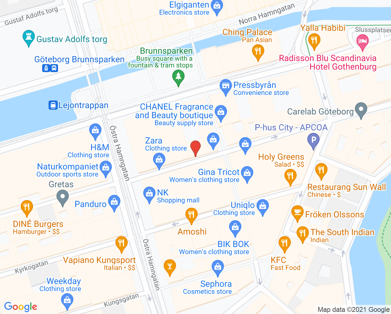 Karta till Drottningkliniken, Göteborg