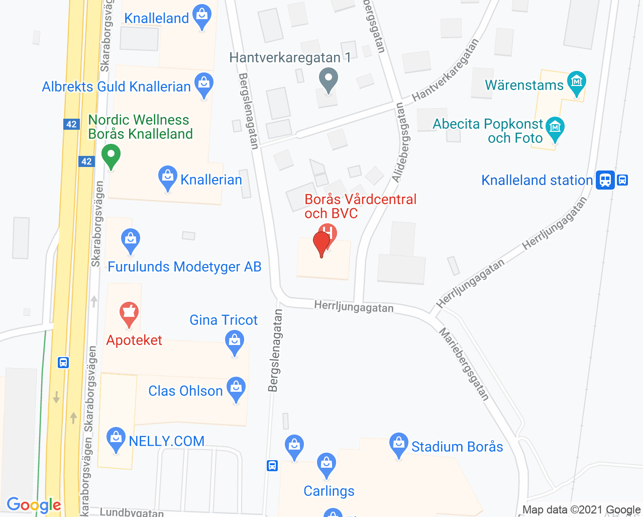 Karta till Borås Vårdcentral